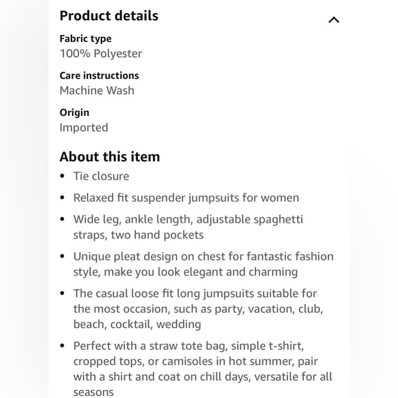 Huaqiao Women’s Loose Jumpsuit With Adjustable Straps And Pockets Size XL - Picture 8 of 8